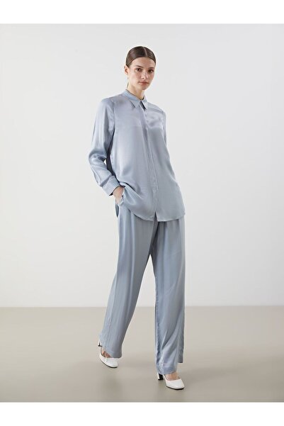 LC Waikiki Lcw Modest Blue Elastic Waist Wide Leg Women's Pants