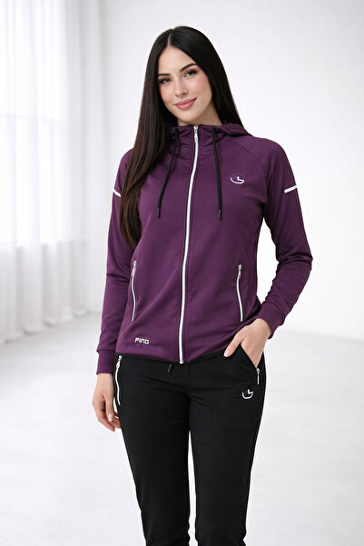 wera Yeni sezon dalgıç kumaş kapüşonlu mürdüm-siyah eşofman takımı