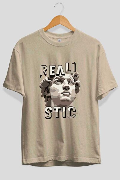 Ankhises Ρεαλιστικό μπλουζάκι με μπροστινό τύπωμα σε μπεζ χρώμα, ανδρικό γυνα...