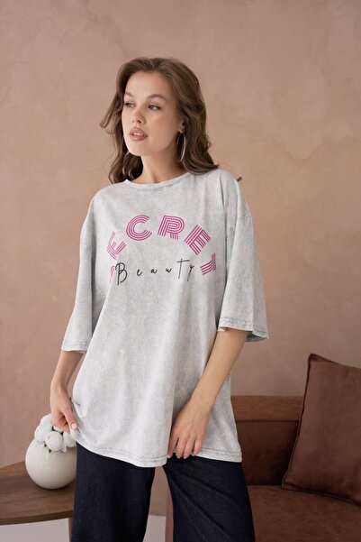 Noi Belis Oversize Washed Knitted T-Shirt Ss26Ts0005