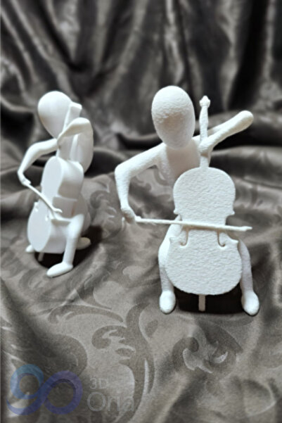 3DOria 12 cm Çello Çalan Biblo Dekoratif – Minimalist Müzisyen Heykeli – Mode...