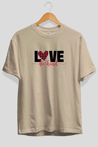 Ankhises Ljubavna majica Štampano Bež Oversize kroj T-shirt Muškarci Žene Pam...