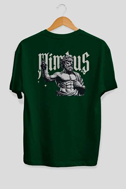 Ankhises Mimbus Zeus Back Printed Green Oversize T-Shirt Men Women Cotton Cre...