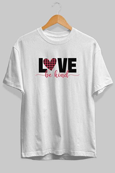 Ankhises Μπλουζάκι Love με στάμπα μπροστά, λευκό, oversize, ανδρικό και γυναι...