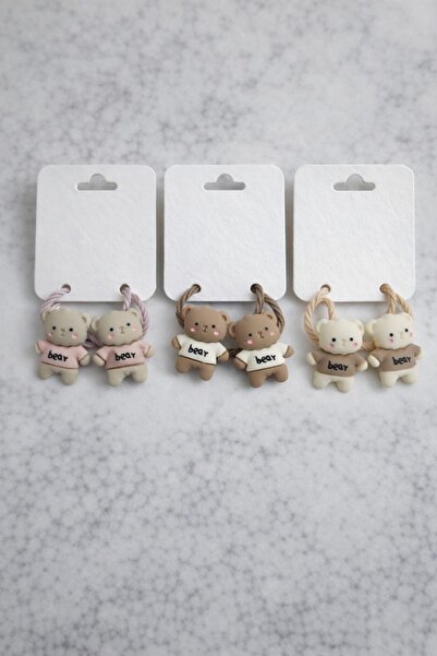 LİNACO Mixed Color Bear 6-Piece Children's Hair Clip Set