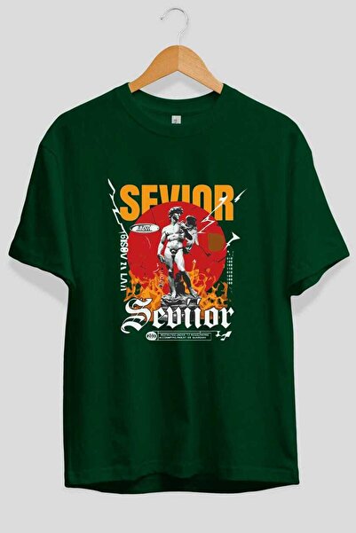Ankhises Sevior Front Printed Green Oversize T-Shirt Men Women Cotton Crew Ne...