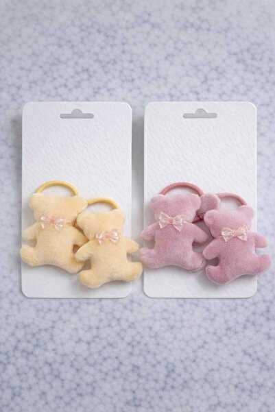 LİNACO Peluş Ayıcık Çoçuk 4’lü Saç Toka Seti