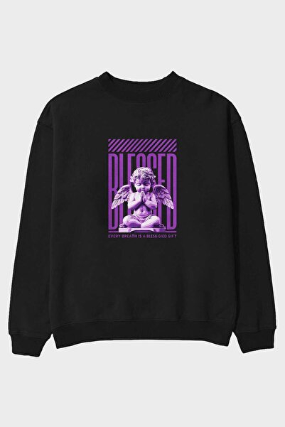 Ankhises Ευλογημένο μπλουζάκι με στάμπα μπροστά, μαύρο, oversize, ανδρικό, γυ...