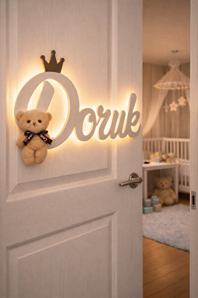 ARSERGROUP Ayıcıklı Kişiye Özel LED’li İsimlik Kapı Süsü | Bebek Odası ve Çoc...