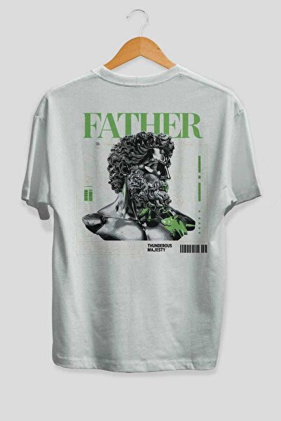 Ankhises Μπλουζάκι Father Zeus με στάμπα στην πλάτη, λευκό, oversized, ανδρικ...