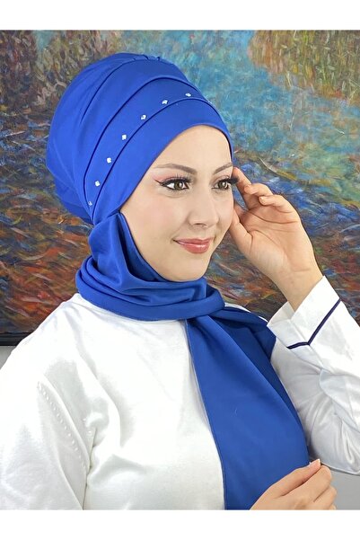 BUTİKAMBAR قبعة بيضاء مزينة بالأحجار الكريمة