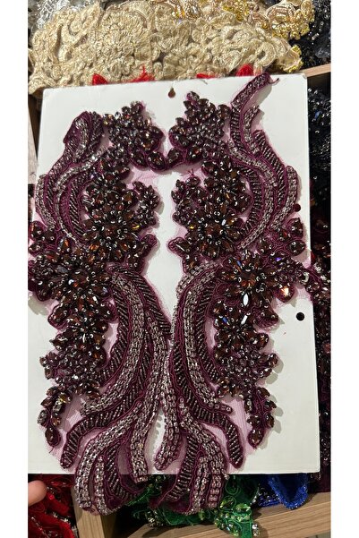 Hayalet kumaş İkili Taşlı el işlemesi aplik