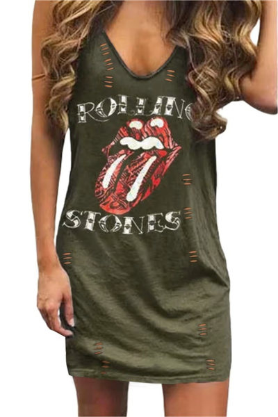 OEM Short casual dress for women, sleeveless, green, size S