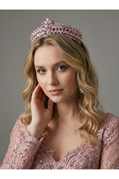 Magic Tiara Kristal Taşlı Işıltılı Kraliçe Model Gelin Tacı - Zarif Düğün Saç...