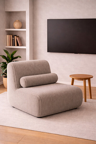 tıklasepetim Modern Berjer Minimal Tekli Koltuk Yumuşak Dokulu Kumaş