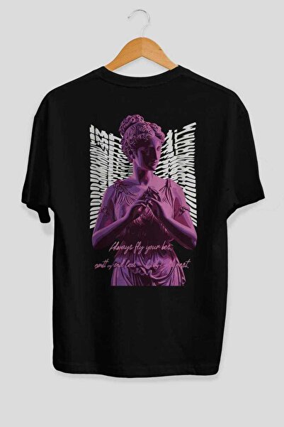 Ankhises Μπλουζάκι Always Fly με στάμπα στην πλάτη, μαύρο, oversized, ανδρικό...