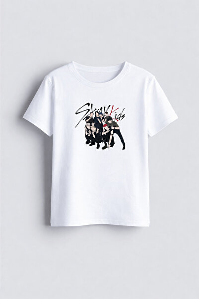 AYDESİGN تي شيرت أبيض اللون للأطفال والكبار مطبوع عليه Stray Kids The dominATE