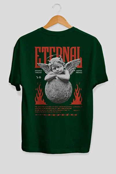 Ankhises تي شيرت Eternal Arka مطبوع باللون الأخضر مقاس كبير للرجال والنساء من...