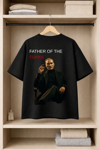 VANTINA Unisex Father of the Turks Printed Oversize Cotton Crew Neck Short Sl...