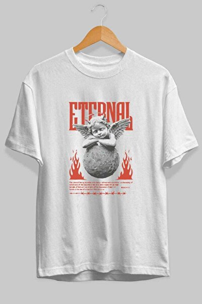 Ankhises Eternal μπλουζάκι με στάμπα μπροστά, λευκό, oversize, ανδρικό, γυναι...