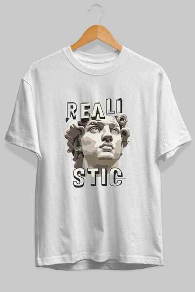 Ankhises Ρεαλιστικό μπλουζάκι με στάμπα μπροστά, λευκό, oversize, ανδρικό, γυ...