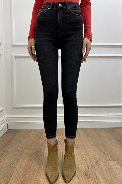 Lixera Black Shaded High Waist Skinny Jeans Trousers