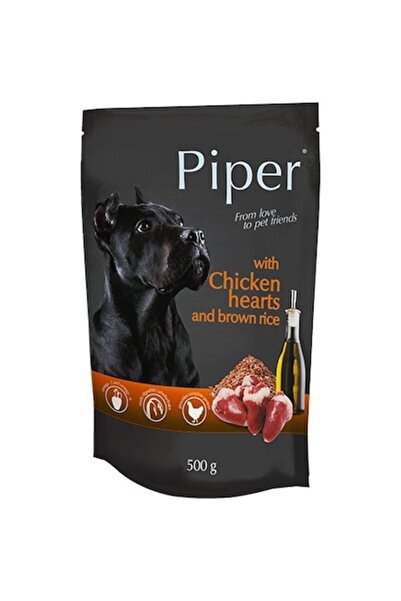 Piper Hrană umedă pentru câini Piper, Inimi de pui și orez brun, 500 g