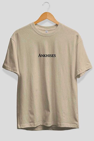 Ankhises Μπλουζάκι μπεζ oversize με προτυπωμένο κείμενο, ανδρικό και γυναικεί...