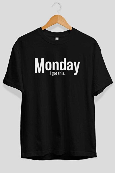 Ankhises Monday front Printed Black Oversize T-shirt Ανδρικό Γυναικείο Βαμβακ...