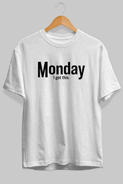 Ankhises Ponedeljak prednja Štampano Bela Oversize kroj T-shirt Muškarci Žene...