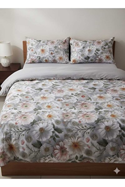 Ercahome tekstil Double Size Ranforce Duvet Cover Set / 5D Flowery