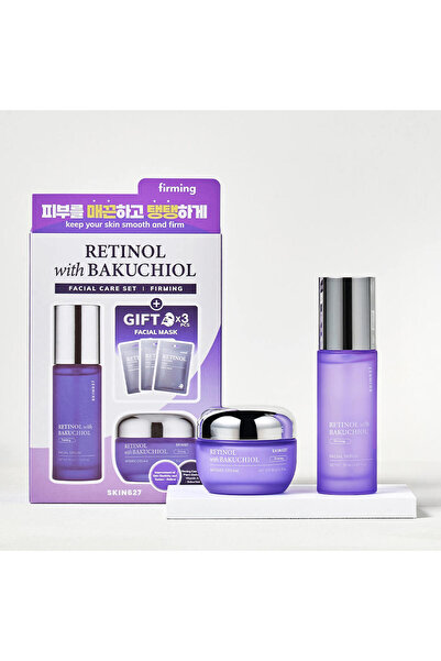 SKIN627 Set Îngrijire Față cu Retinol & Bakuchiol – Cremă, Ser și 3 Măști Anti-Aging, K-Beauty