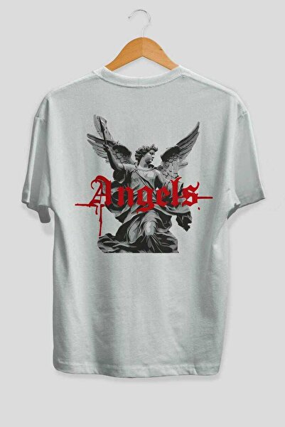 Ankhises Μπλουζάκι Angels με στάμπα στην πλάτη, λευκό, oversized, ανδρικό και...