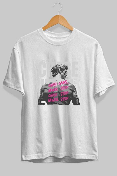 Ankhises Chase Gains Передньодрукована біла футболка Oversize Чоловіча Жіноча...