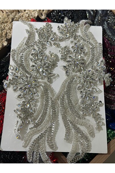 Hayalet kumaş İkili Taşlı el işlemesi aplik