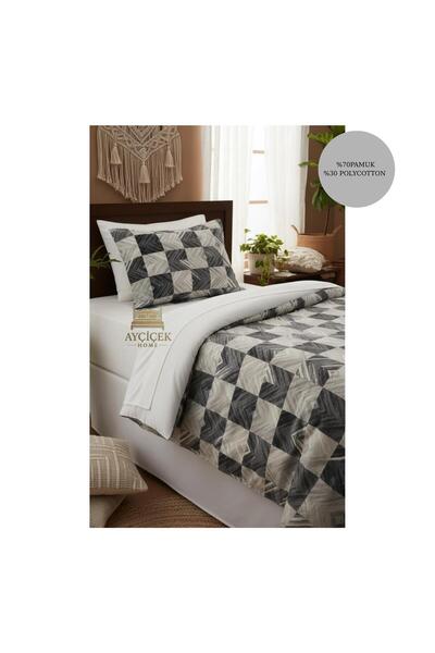 ayçiçek home Single Bedding Set 100/200 Non-Elastic Bed Sheet 140/210 Quilt S...