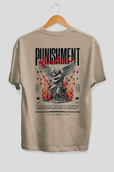Ankhises Μπλουζάκι Punishment Endeess με στάμπα στην πλάτη, μπεζ, oversized, ...