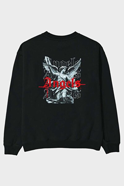 Ankhises Angels Чорна оверсайз-футболка з принтом на спині для чоловіків та ж...