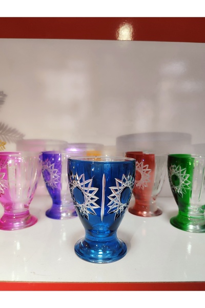 FTH DİZAYN Butterfly Collection 6 Color Pasabahce Chinchin Cups with Hand-Cut...