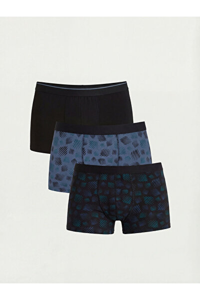 LC Waikiki MG TRENDEN Μαύρο Βαμβακερό Εύκαμπτο Ανδρικό Μποξεράκι 3 τεμαχίων