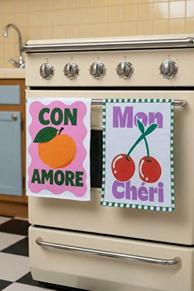Alseko Concept Con Amore / Mon Cheri 2 Pieces Cotton Kitchen Oven Towels