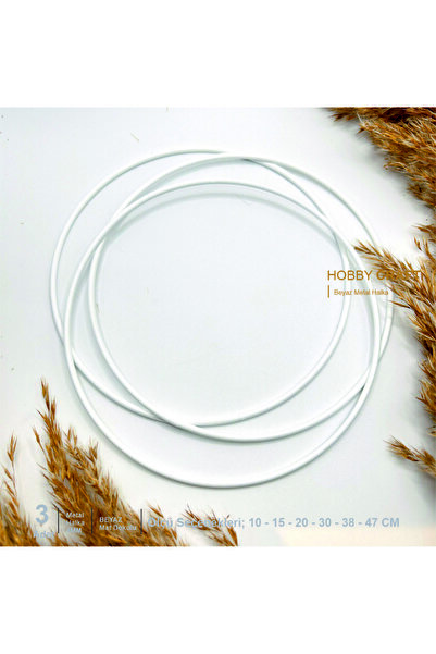 Hobby Craft Makrome Halkası | Beyaz Metal Halka - 3 ADET 30 cm | Kapı Süsü & ...