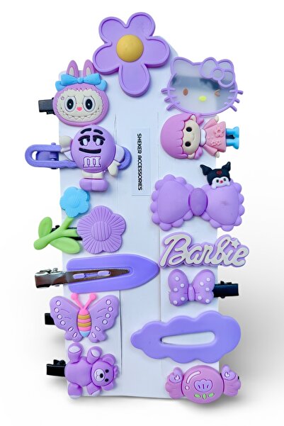 SHEKER HOME Girl's Purple Tones Figured Hair Clip Set – Mixed Hair Accessories