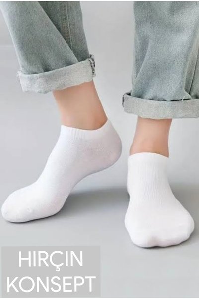hırçın Women's and Men's 10 Pairs of Plain Pattern Economical Ankle-Length Bootie Socks