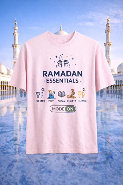 genosha تي شيرت مطبوع عليه رمضان إسينشيالز بويير، مقاس كبير، 100% قطن، مريح و...