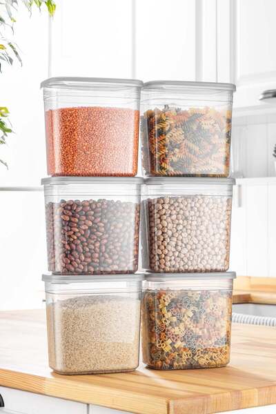 Happy Cooks 6 Pieces 12 Pieces Rectangular 2 Liter Food Storage Container Set...