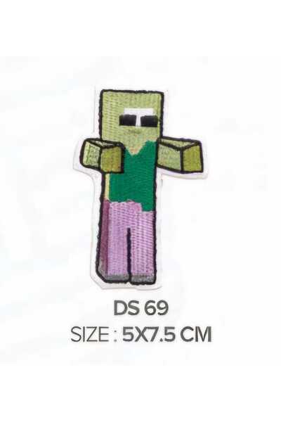 fema aksesuar Ütü İle Yapışan Arma Patch-Yama MINECRAFT ZOMBIE 5X7,5CM(1 ADET)