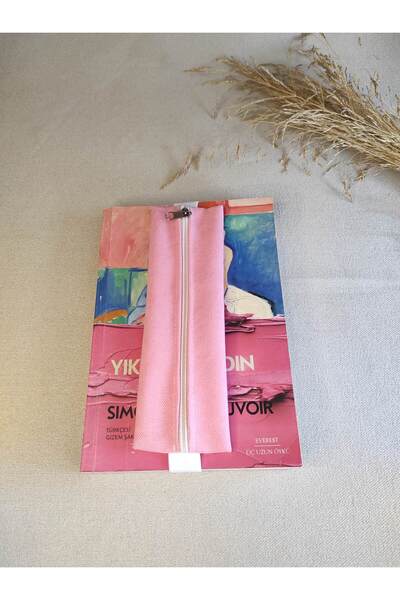 atolyeozyy Lastikli Fermuarlı Kalemlik, Deftere Takılan Kitap ayracı, Pötikare