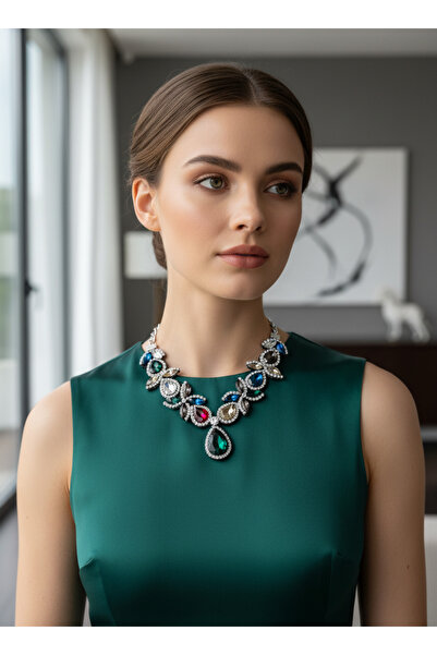 Moda Accessories Luxury Necklace with Drop Stones – Special Design, Showy Wom...