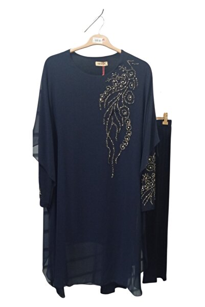 HESNA بدلة سهرة بمقاس كبير مع كيب وحجر الراين